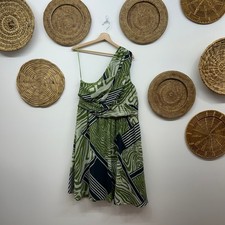 Banana Republic Blue Green One Shoulder Mini Dress 14 Vacation Tropical Summer