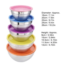 5 Packs Stainless Steel Mixing Bowl Set With Lids For Home Kitchen Food Storage