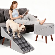 Dog Ramp for Couch Ottoman 2-in-1 Foldable Dog Stairs for Small Dogs