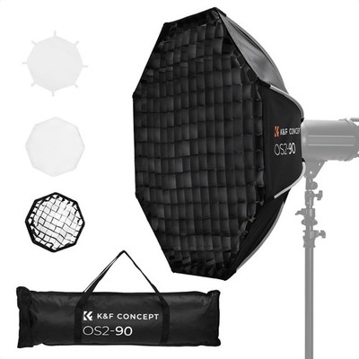 K&F CONCEPT 65/90cm Octagon Parabol Softbox Schnelle Demontage F/COB Video Light