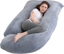 Almohada Embarazo en J 59'' con Funda Suave Lavable - Color Gris