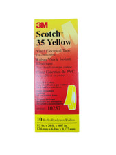 35-YELLOW-1/2x20FT, 3M, Vinyl Color Coding Tape 1/2" x 20' - YELLOW, Lot of 10