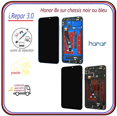 Ecran lcd origine+vitre tactile assemblé sur chassis Honor 8X Noir ou bleu