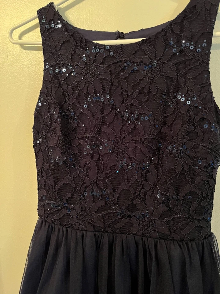 Vestido de fiesta formal de vacaciones azul brillante Speechless niñas talla 1 lentejuelas de tul Foto 2 de 4