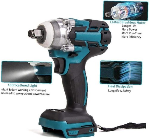 🔥¡Limpieza de almacenamiento! Batería sin escobillas Destornillador de impacto 1/2" Trinquete Destornillador inalámbrico 18V - Imagen 6 de 10
