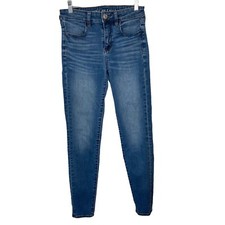 American Eagle Jeans Womens Size 4 Hi Rise Jegging Dark Wash Stretch Distressed