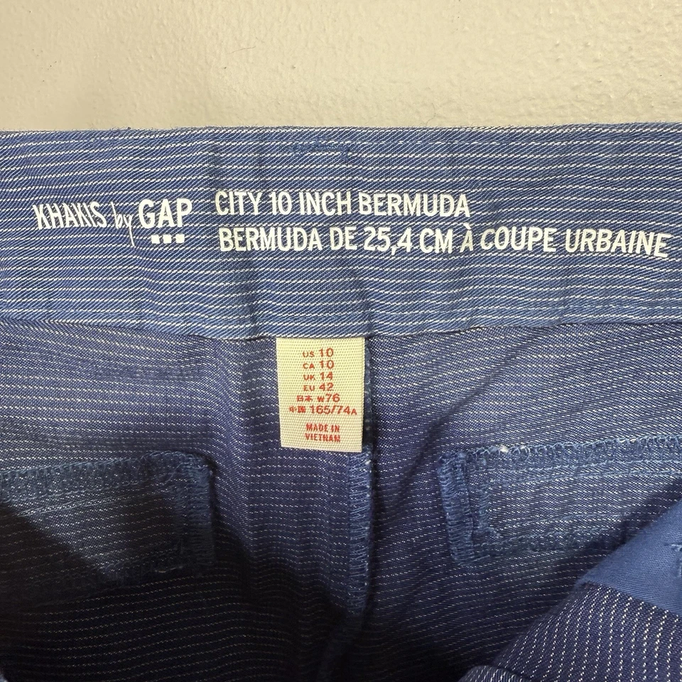 Bermudas Khakis by Gap City 10 pulgadas azul y blanco a rayas para mujer talla 10 Foto 3 de 4