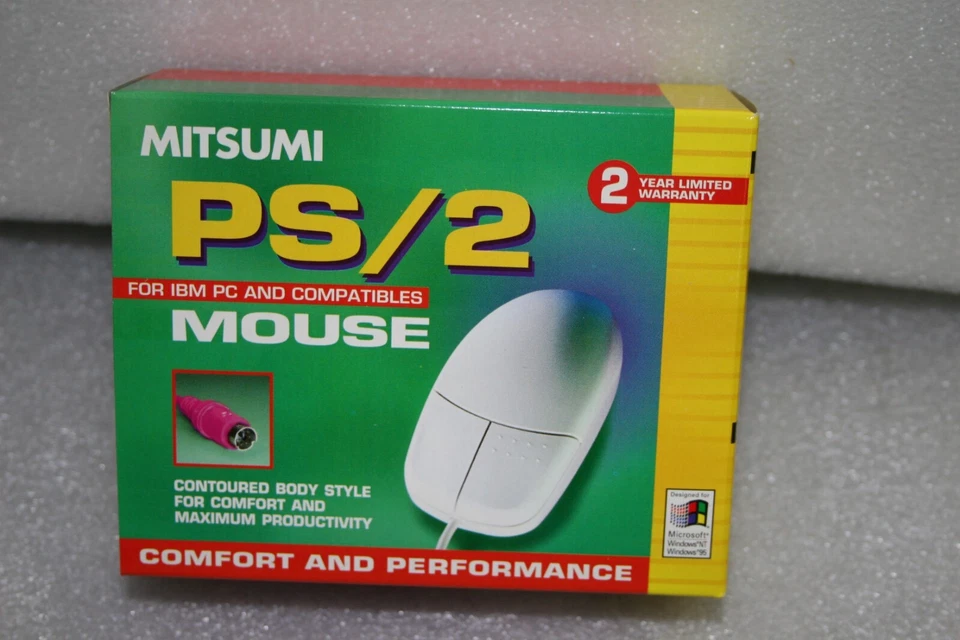 Mitsumi Brand  PS/2 Mouse For IBM PC Computers Contoured Body Style - Image 2 of 3