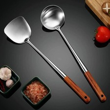 Juego de herramientas de cocina espátula y cucharón de acero inoxidable espátula para wok