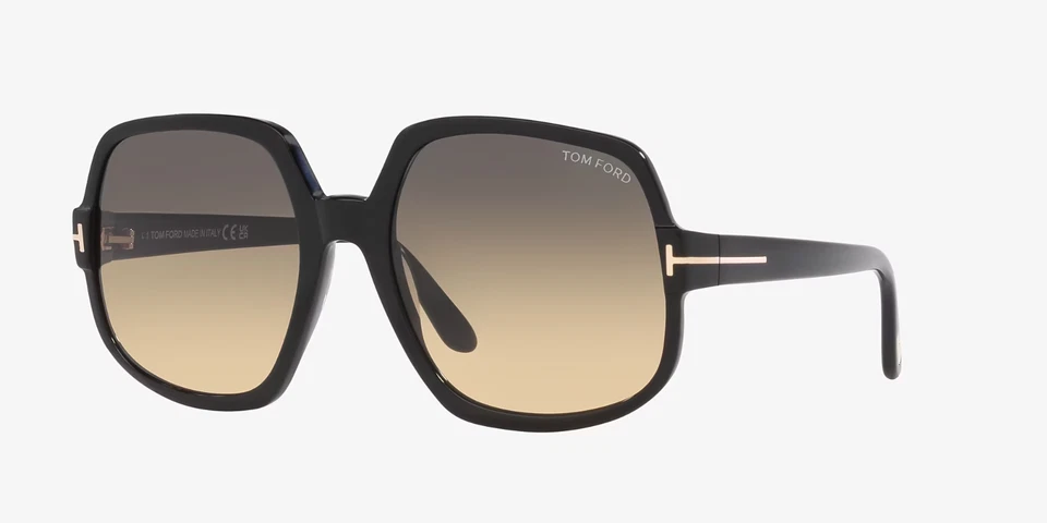 Tom Ford Delphine-02 TF992 ECO 01B Black Square Plastic Sunglasses 60-20-135 Sto - Image 3 of 3