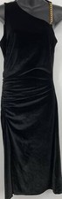 Michael Kors Womens Black Velvet Midi Dress Asymmetrical Party Small NEW NWT