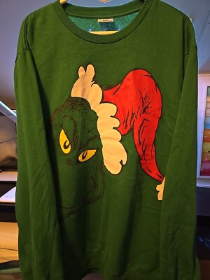The Grinch Dr Seuss Mens Official Sweatshirt Size 2xl Md Green