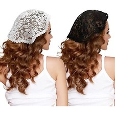 2PCS Black lace Veil Mantilla Church Veil White Church Veil Lace Embroidery f...