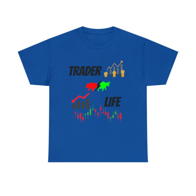 Stock Market Shirt Day Trader Life Bull Bear Pattern Trading Investor Gift Blue