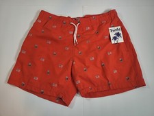 TRUNKS SURF  SWIM CO RED SWIM SHORTS EMBROIDERED USA MEN'S SIZE XL NWT