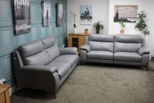 FURNITURE V MISSOURI ELECTRIC L2 + STANDARD L2 SEATER SOFAS IN BLUE/GREY LEATHER