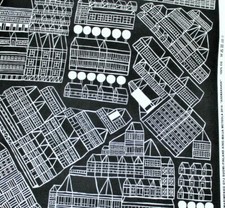 Marimekko fabric Asemakaava black/white 145x100cm, Aino-Maija Metsola