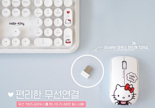 Hello Kitty Wireless Keyboard & Mouse SET Retro Typing Keyboard - Pink White - Picture 9 of 20