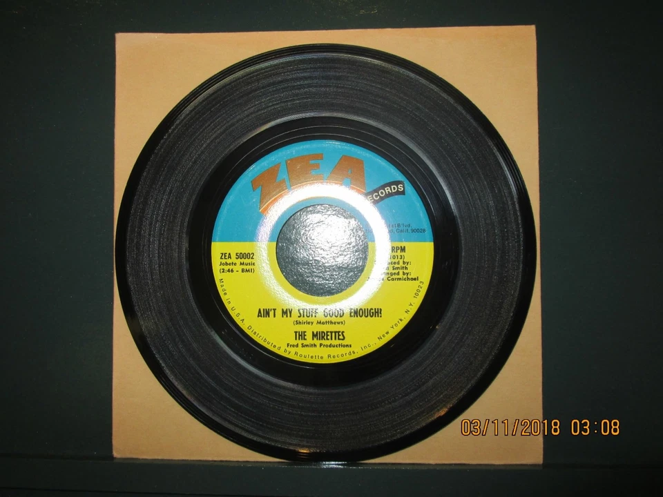The Mirettes Ain't My Stuff good Enough Zea R&B Soul 45-50002 Ex+/N/M - Image 2 of 2