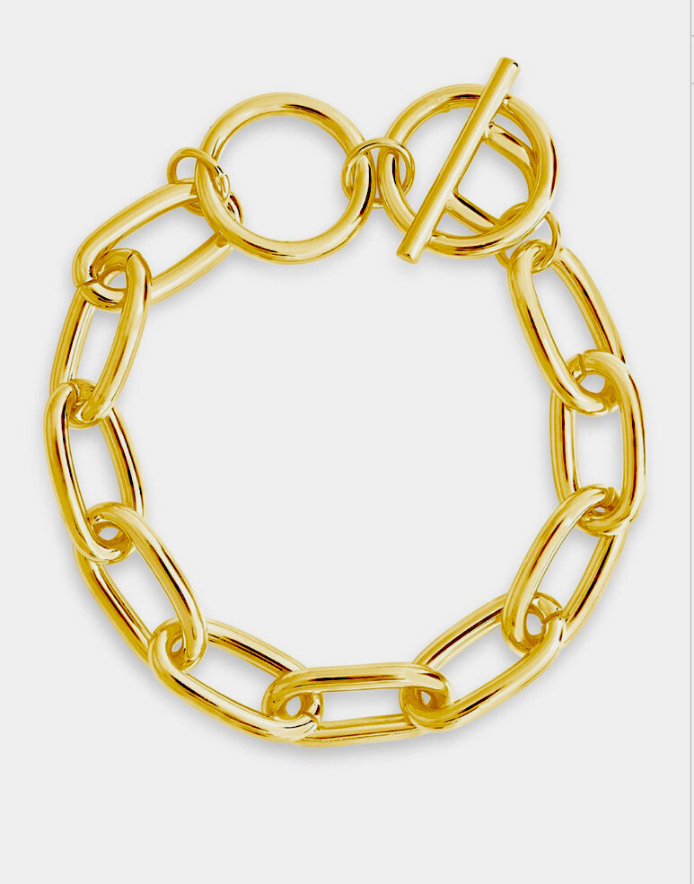 NWT STERLING FOREVER 14K GOLD PLATED LINKED BRACELET APPROX 7”-8” L