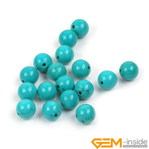 Round Blue Tourquoise Stone Loose Beads For Jewellery Making 15" Wholesale AU - Foto 37 di 70