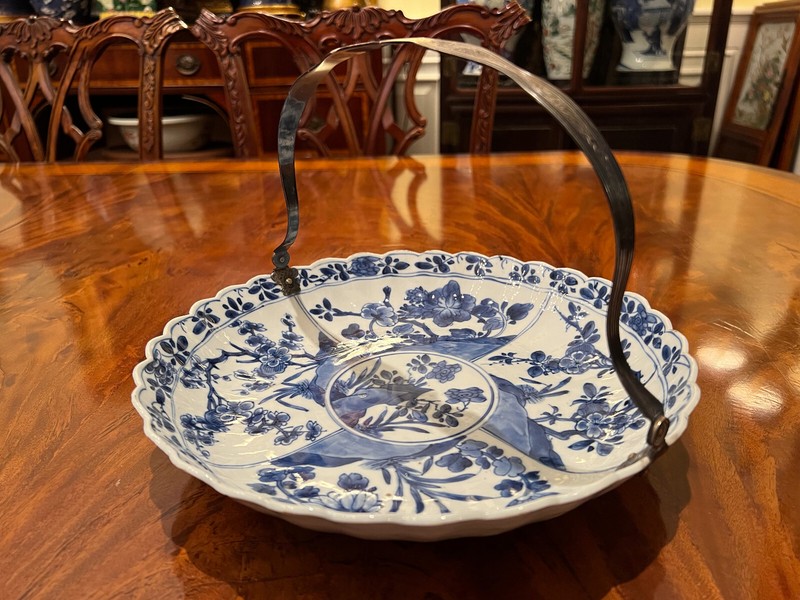 A Large Chinese Qing Dynasty Blue and White Porcelain Bowl, Kangxi Mark & Period