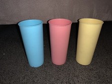 SET OF 3 VINTAGE TUPPERWARE PASTEL COLORS 12 OZ TALL TUMBLERS GLASSES CUPS 115