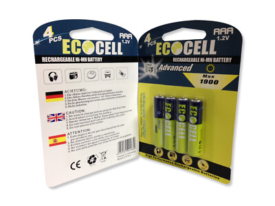 Akkus EcoCell - Aufladbare Batterien - NI-MH 1900mAh - AAA - R03 1.2V - Recharge