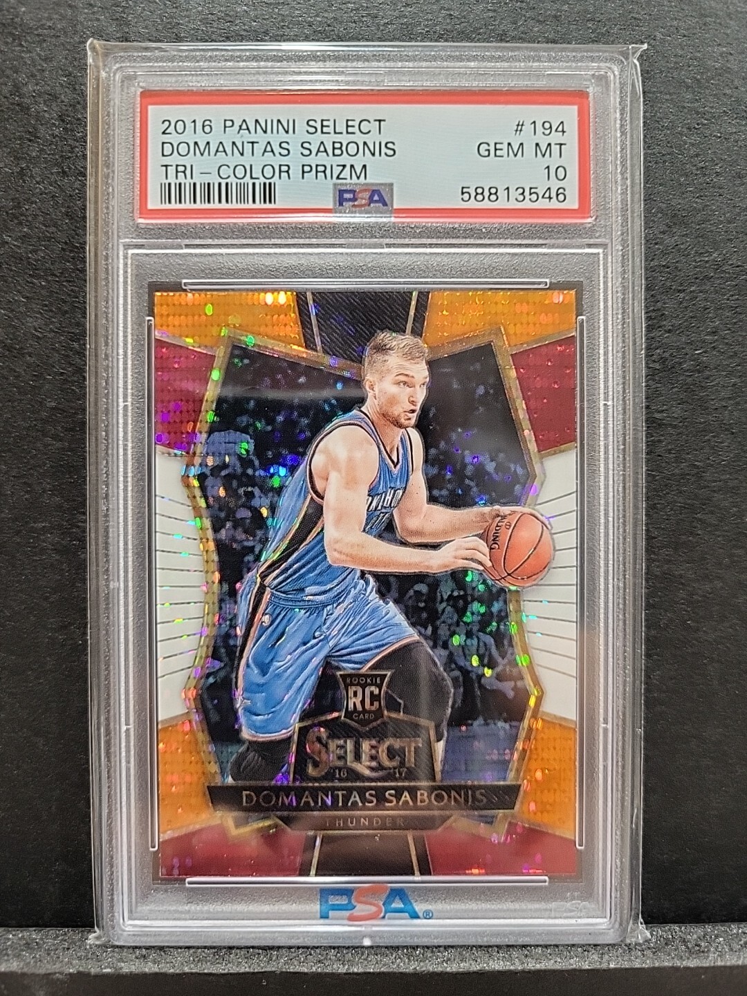 2016 Panini Select Domantas Sabonis Tri Color Prizm #194 RC PSA 10 Thunder Kings