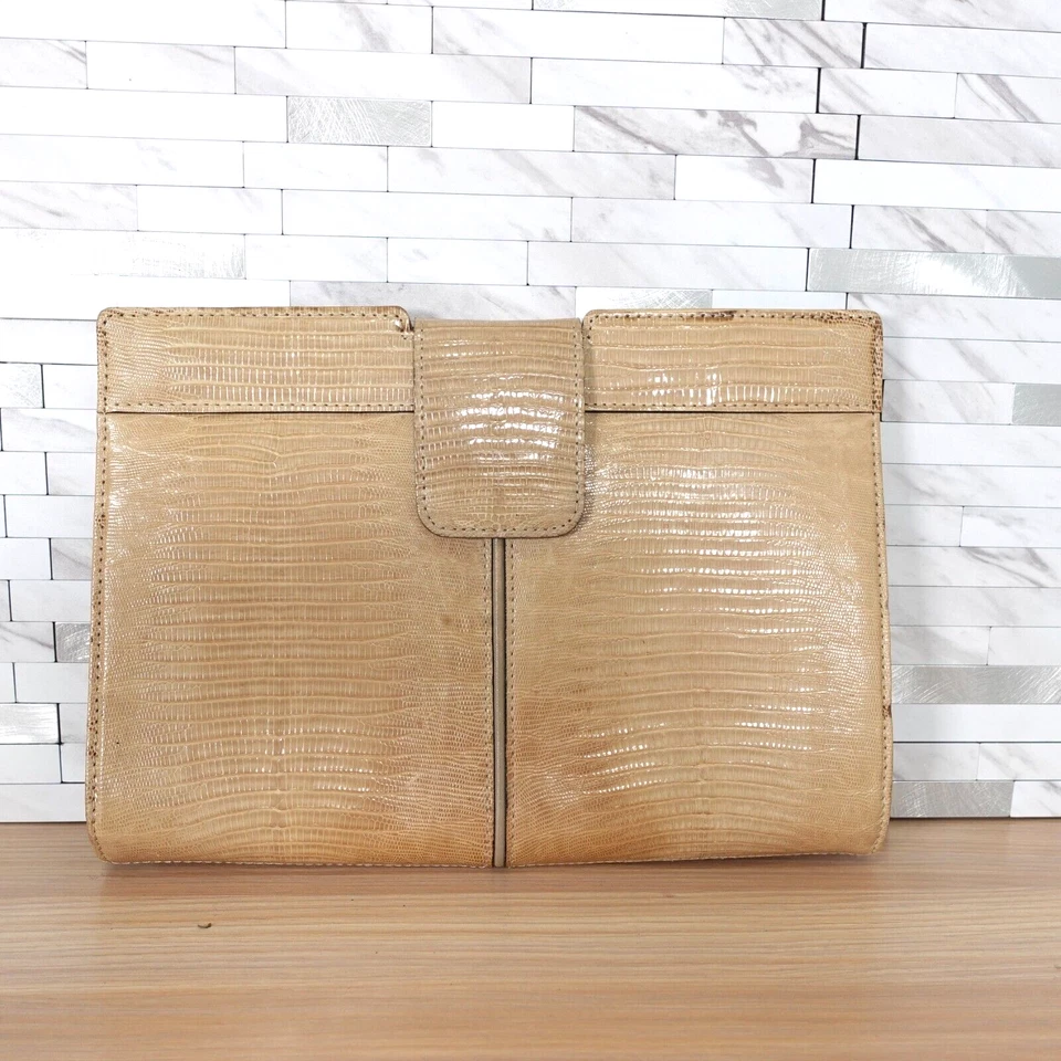 Bolso sin asas de cuero vintage Yves Saint Laurent Lagarto exótico YSL Cartera Sobre Foto 2 de 4