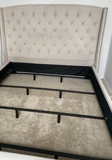 California Kin Bed Frame Upholstered Bed Headboard Velvet Tufted Deep Button