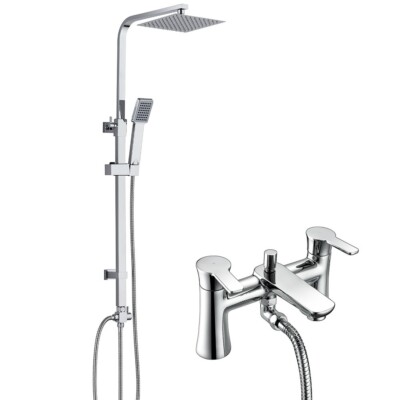 Bad Dusche Mischbatterie & Quadratisch 3 Wege Dusche Starr Riser Kit Chrom Modern