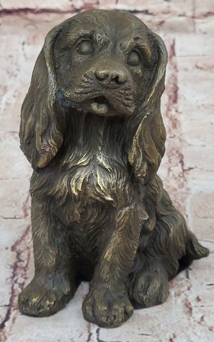 Cocker Spaniel Big Eared Puppy Dog Bronze Figurine Statue Sculpture 6" x 4" - Picture 3 of 10