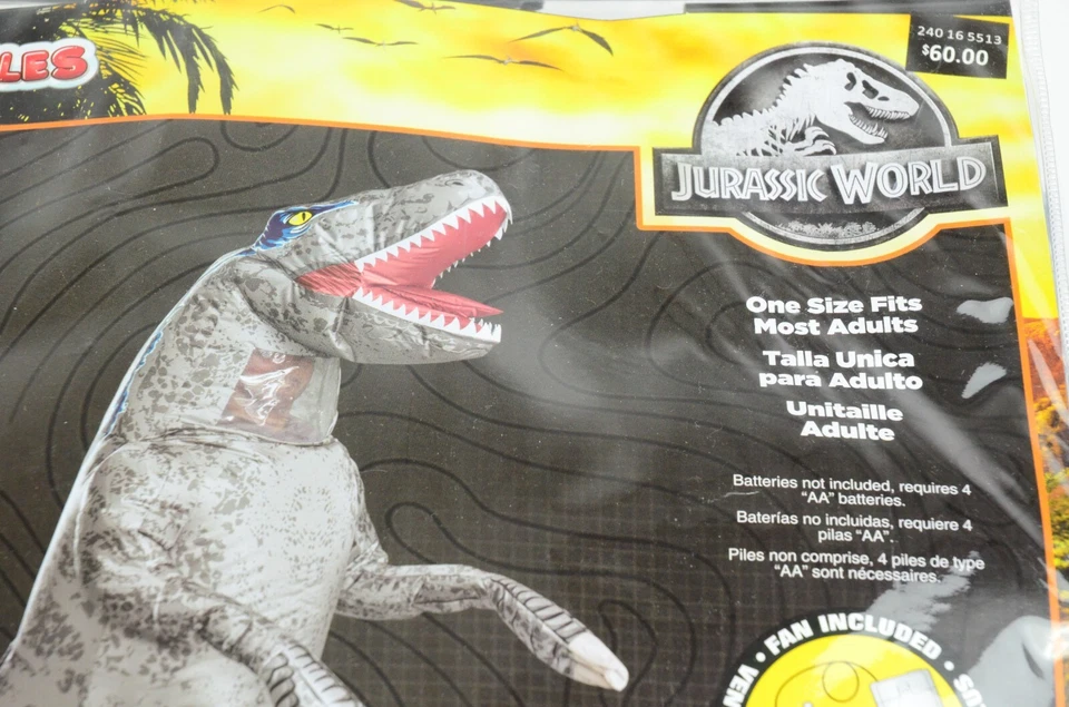 Disfraz de dinosaurio inflable para adulto "azul" Jurassic World - talla única para la mayoría Foto 2 de 4