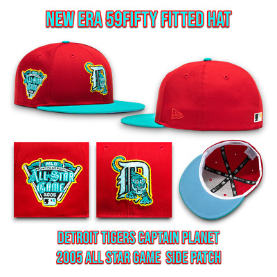 New Era Detroit Tigers 59FIFTY Fitted Hat Captain Planet  ASG 2005 Patch 7 3/8