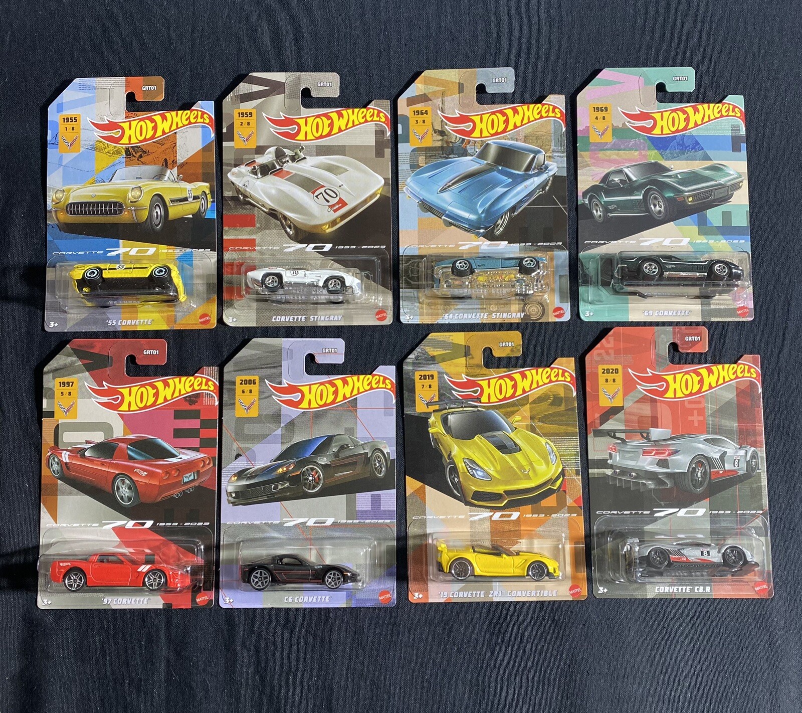 Hot Wheels Corvette 70th Anniversary Series ~ 2023 Full set of 8 ~ MINT
