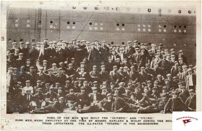 RMS Titanic RMS Olympic Harland and Wolff shipyard workers picture, reprint