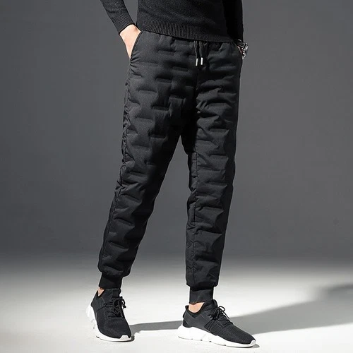 Men Outdoor Windproof Warm Pants 90% White Duck Down Thicken Waterproof Trousers