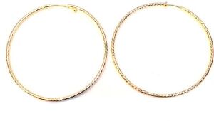 Large Hoop Earrings 4 Inch Gold Tone Textured Hoop Earrings Tube Hoops Hypo-allergenic Earrings 