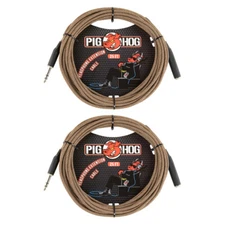 Pig Hog Solutions - 25ft Headphone Extension Cable, 1/4", Tuscan Brown (2-pack)