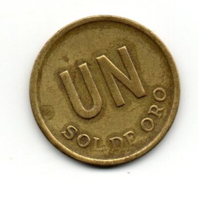 Perú 1975, UN sol de oro in big Letters, large size Φ 21 mm, accept offers 1