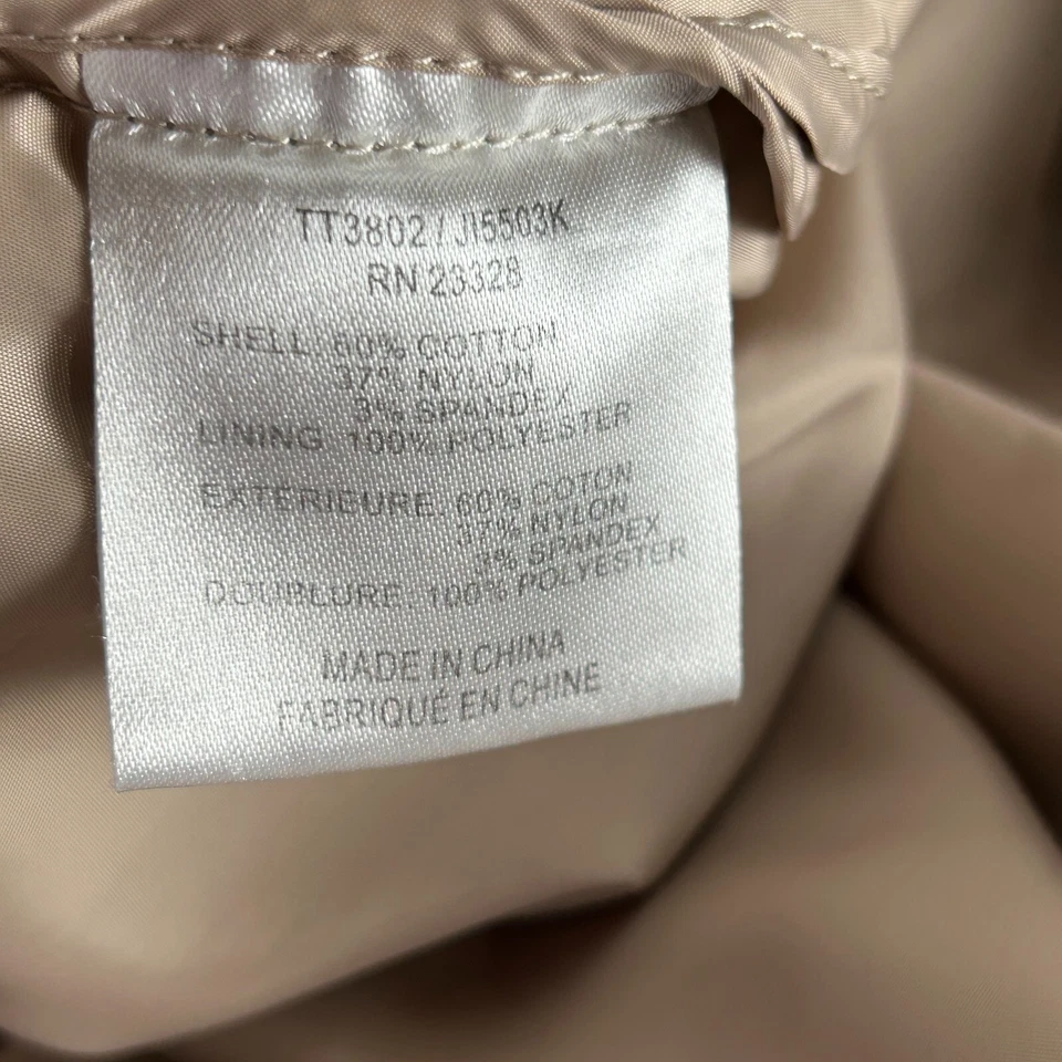 Trina Turk Womens Cotton Blend Trench Coat Jacket XL Beige Cape Back Pockets - Image 4 of 4