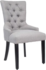 Modern Elegant Button-Tufted Upholstered Fabric with Nailhead Trim Dining Side C