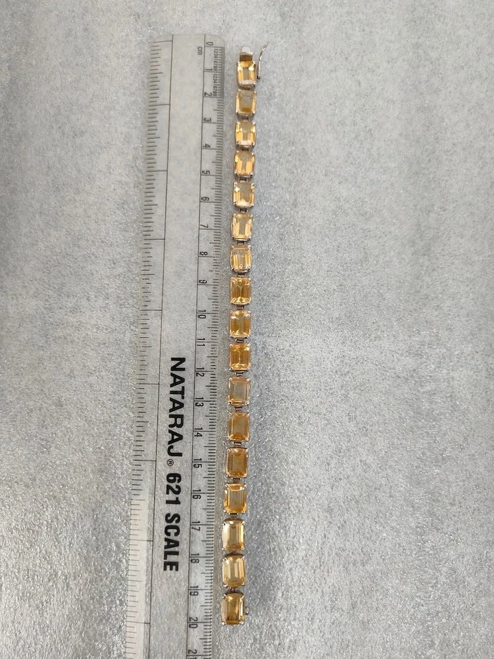 23.30 Ct Natural Citrine Tennis Bracelet 925 Solid Sterling Silver - Image 3 of 4