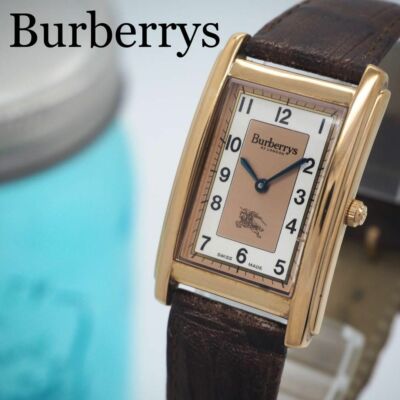 Vintage BURBERRYS 12100G Salmon Dial Tank Quartz Unisex Watch