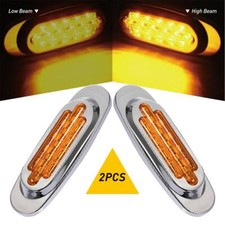 8x Clear Lens Amber Truck Side Marker Clearance Light Oval With Chrome 16 Led Us