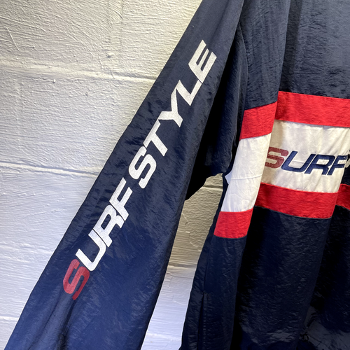 Vintage 90s Surf Style 1/4 Zip Windbreaker Mens XL USA Red White Blue Beach - Picture 3 of 10