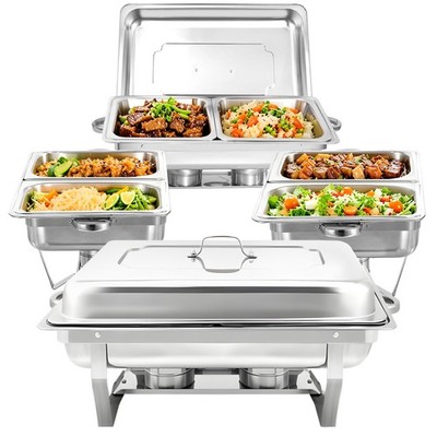 4x Chafing Dish Starter Set Edelstahl Warmhaltebehälter Speisewärmer 1/2 GN