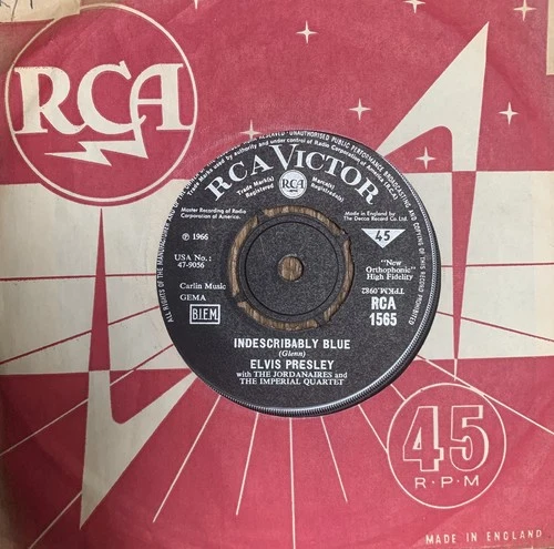 ELVIS PRESLEY 'Indescribably Blue/Fools Fall' 1966 UK 45 RCA1565 ELVIS NM!