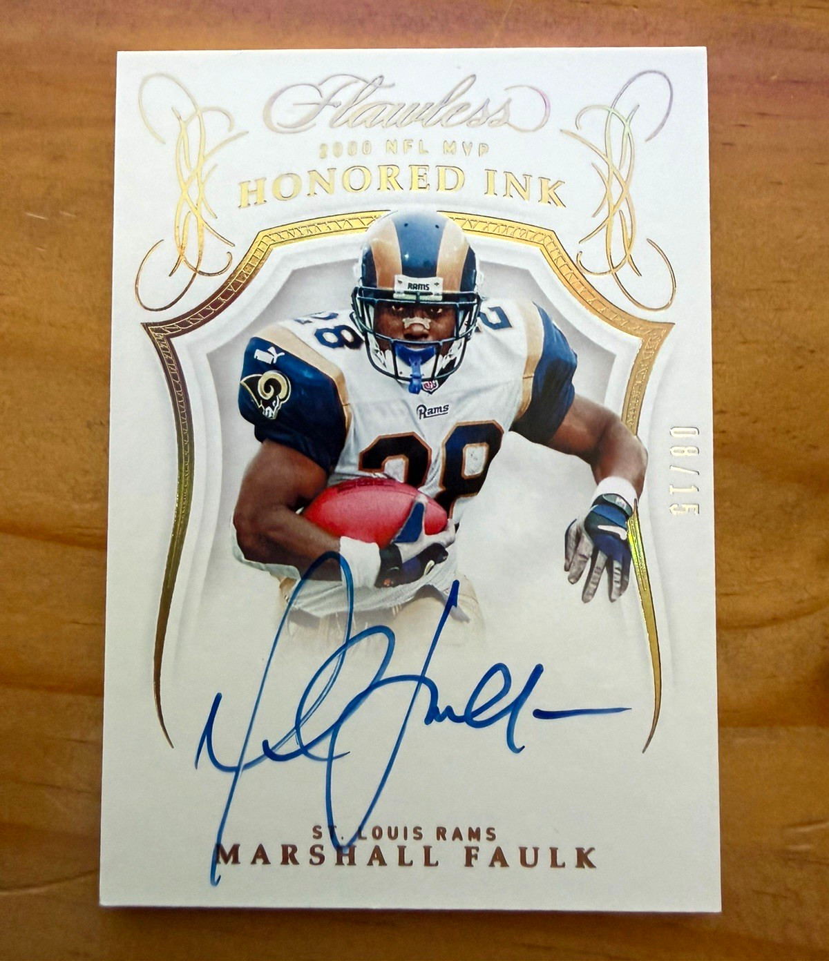 2024 Panini Flawless Honored Ink Marshall Faulk St. Louis Rams Auto #HI-MFK /25 view 1
